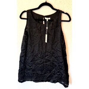 Max Studio Blouse XS Women Black Sleeveless Patterned Imprint NWT NEW $118‎